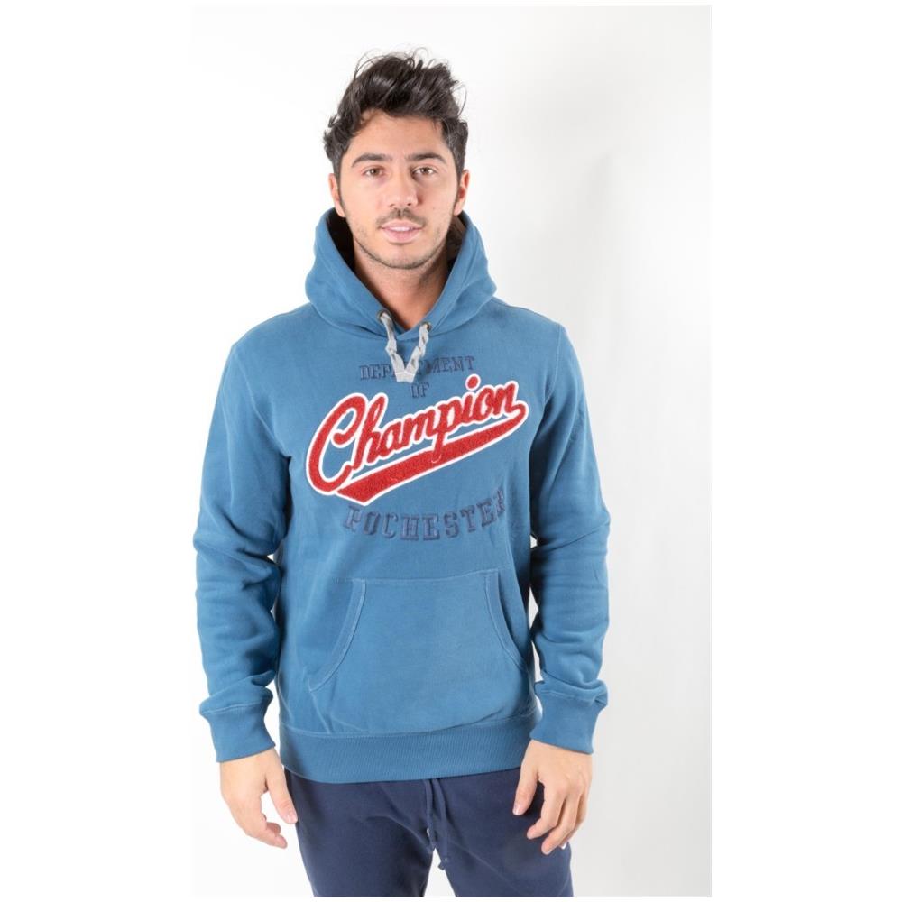 Felpa Uomo Varsity Chiusa Con Cappuccio L Azzurro - Foto 1