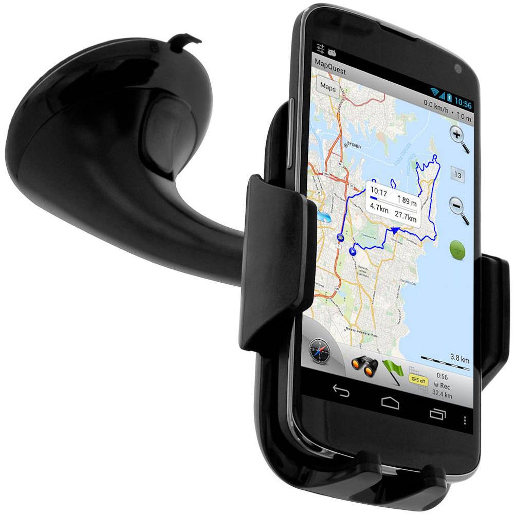 Supporto Auto Girevole Parabrezza Nero Per Smartphone - Foto 1