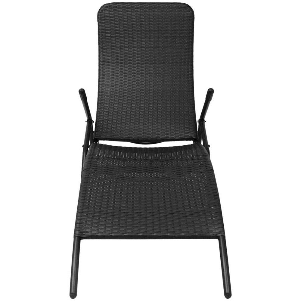 Lettino Prendisole Pieghevole in Polyrattan Nero - Foto 2