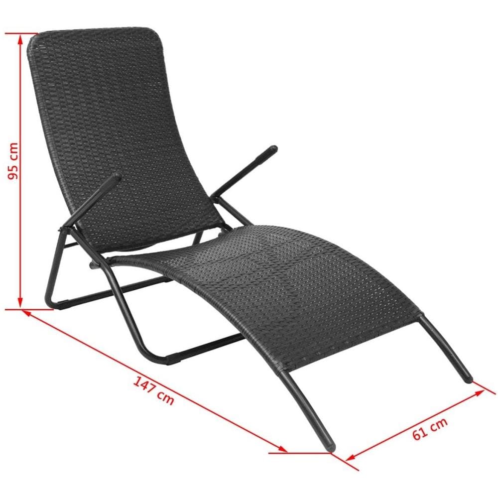 Lettino Prendisole Pieghevole in Polyrattan Nero - Foto 5
