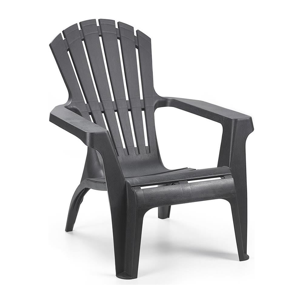 Poltrona Impilabile In Resina Antracite Sedia Arredo Esterno Giardino Dol064an - Foto 1