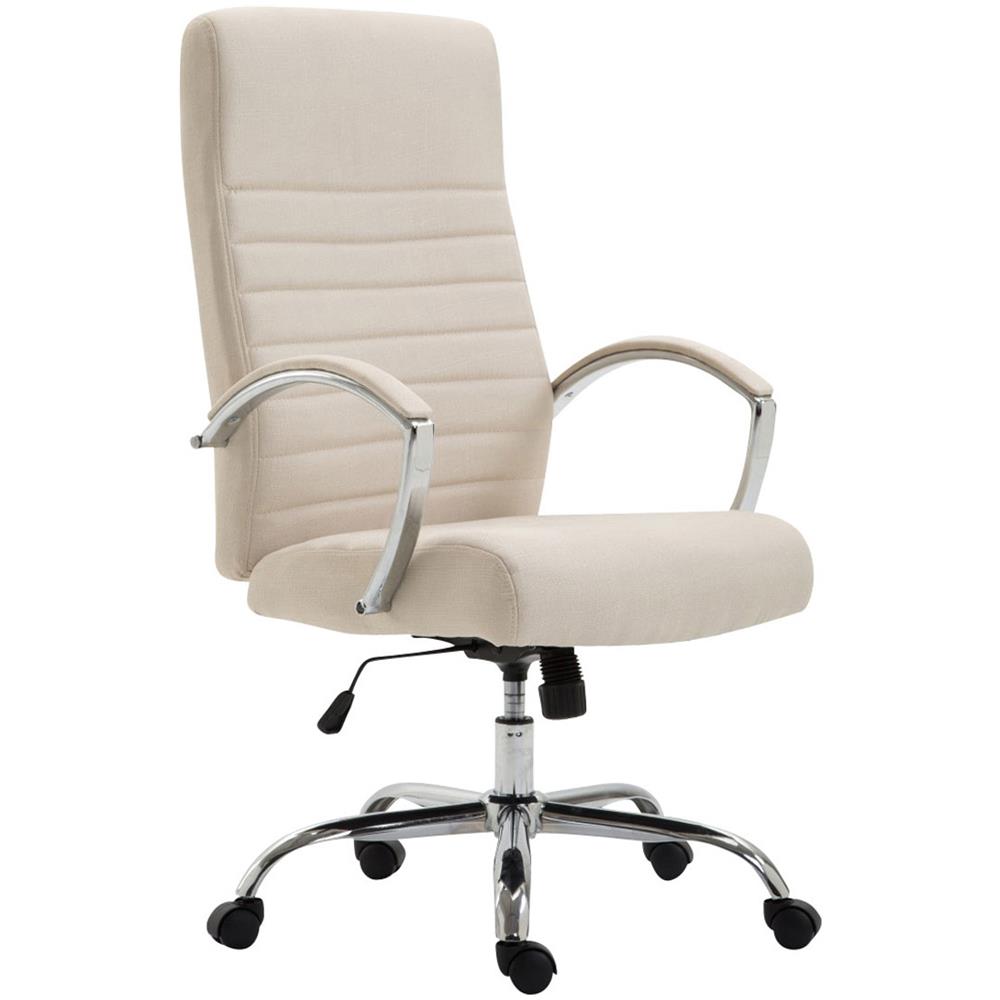 Poltrona Ufficio Valais XL in Tessuto - Sedia Ufficio Girevole Imbottitacon Alto Schienale I Sedia Direttore con Braccioli Rivestiti I Sedia Scrivania Carico Max 136kg Crema - Foto 1