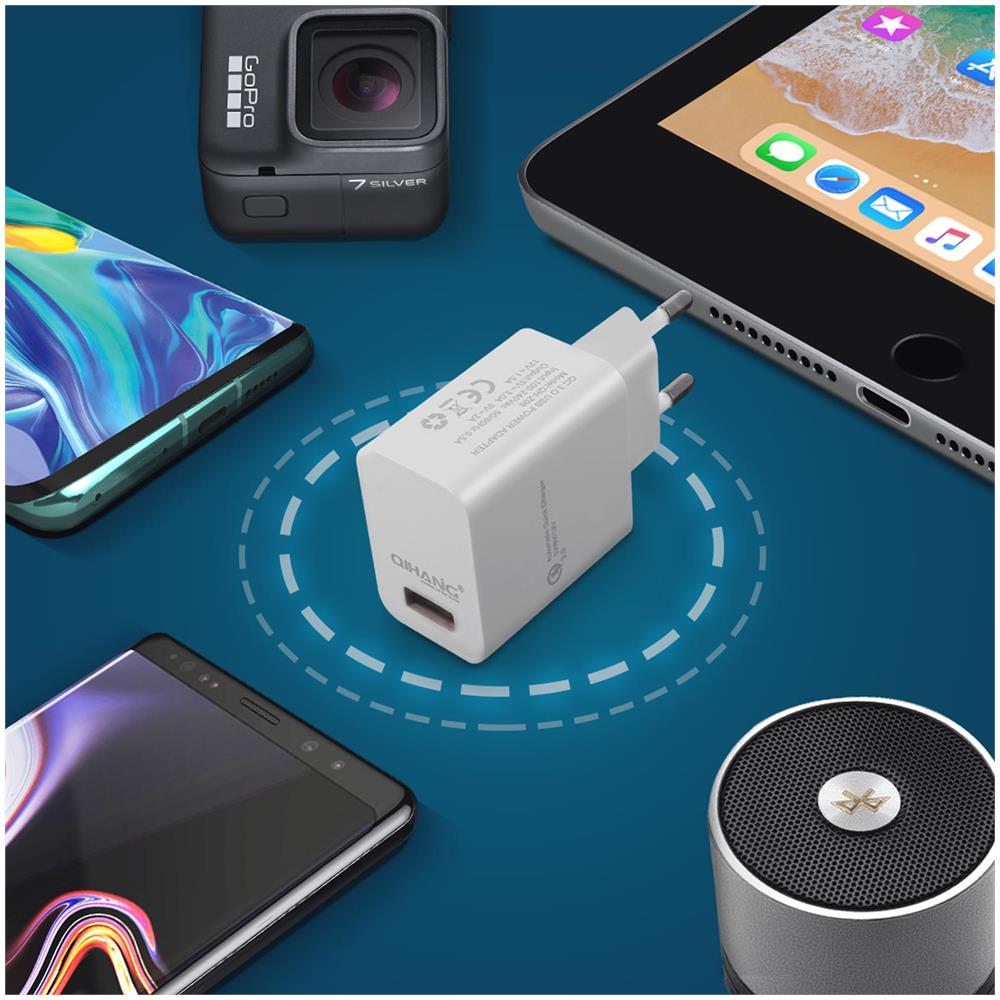 Caricabatterie A Muro Usb 3a Qualcomm Quick Charge 3.0 Cavo Usb Tipo C 1m Bianco - Foto 2