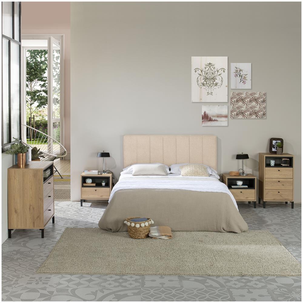 Testiera Rivestita In Tela Creta 160x60 Cm Color Beige Ricamo Verticale, 8 Cm Di Spessore, Include Hardware Per Il Fissaggio Alla Parete - Foto 2