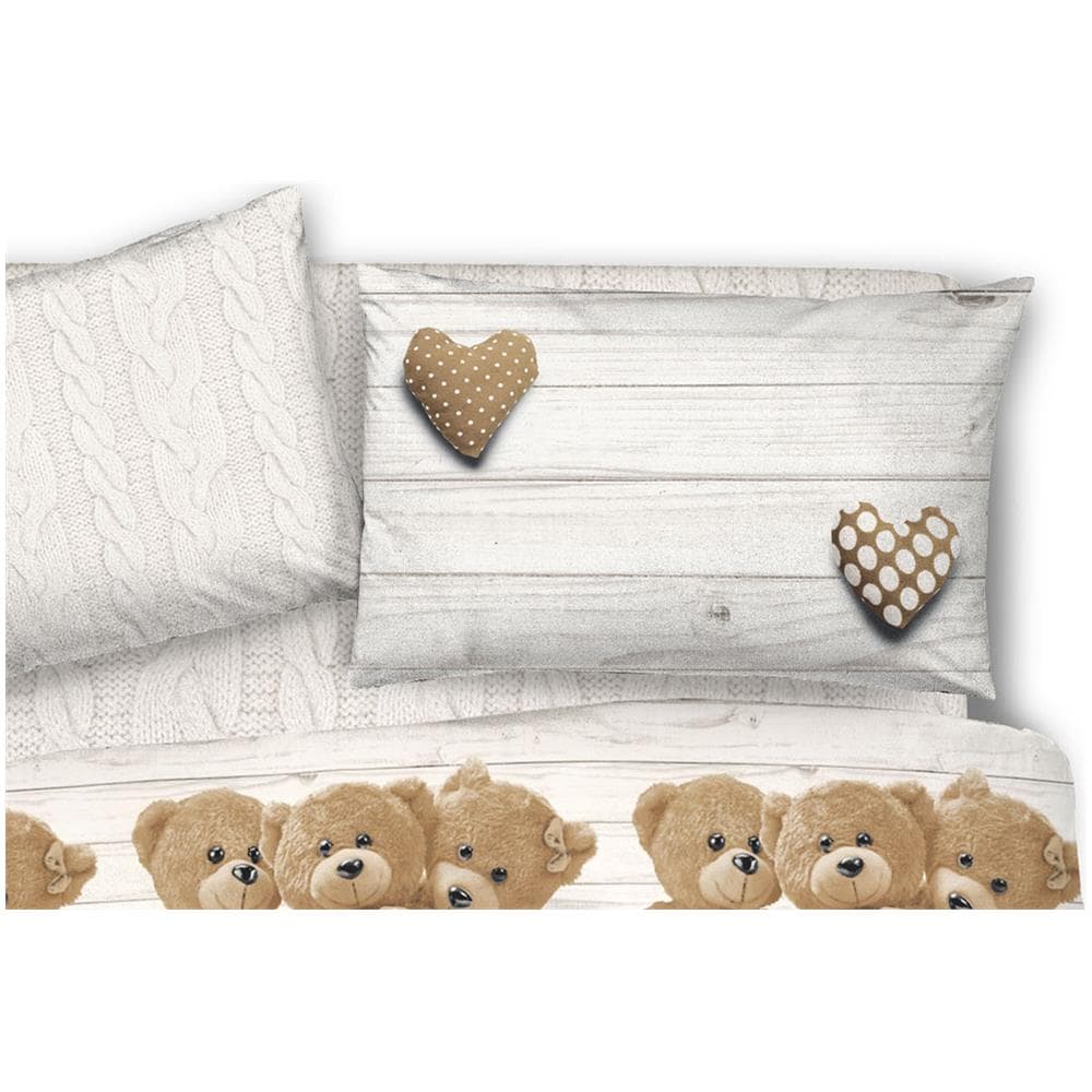 Copripiumino Sacco Piumone Pensieri Delicati 100% Cotone Dis. New Orsetti Matrimoniale Beige - Foto 6