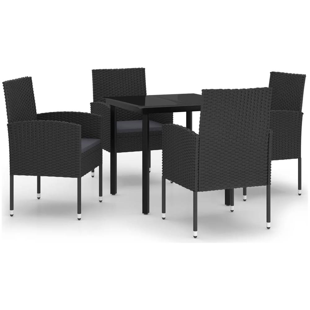 Set Mobili Da Pranzo Per Giardino 5 Pz Nero - Foto 2