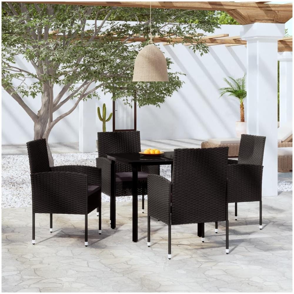 Set Mobili Da Pranzo Per Giardino 5 Pz Nero - Foto 1