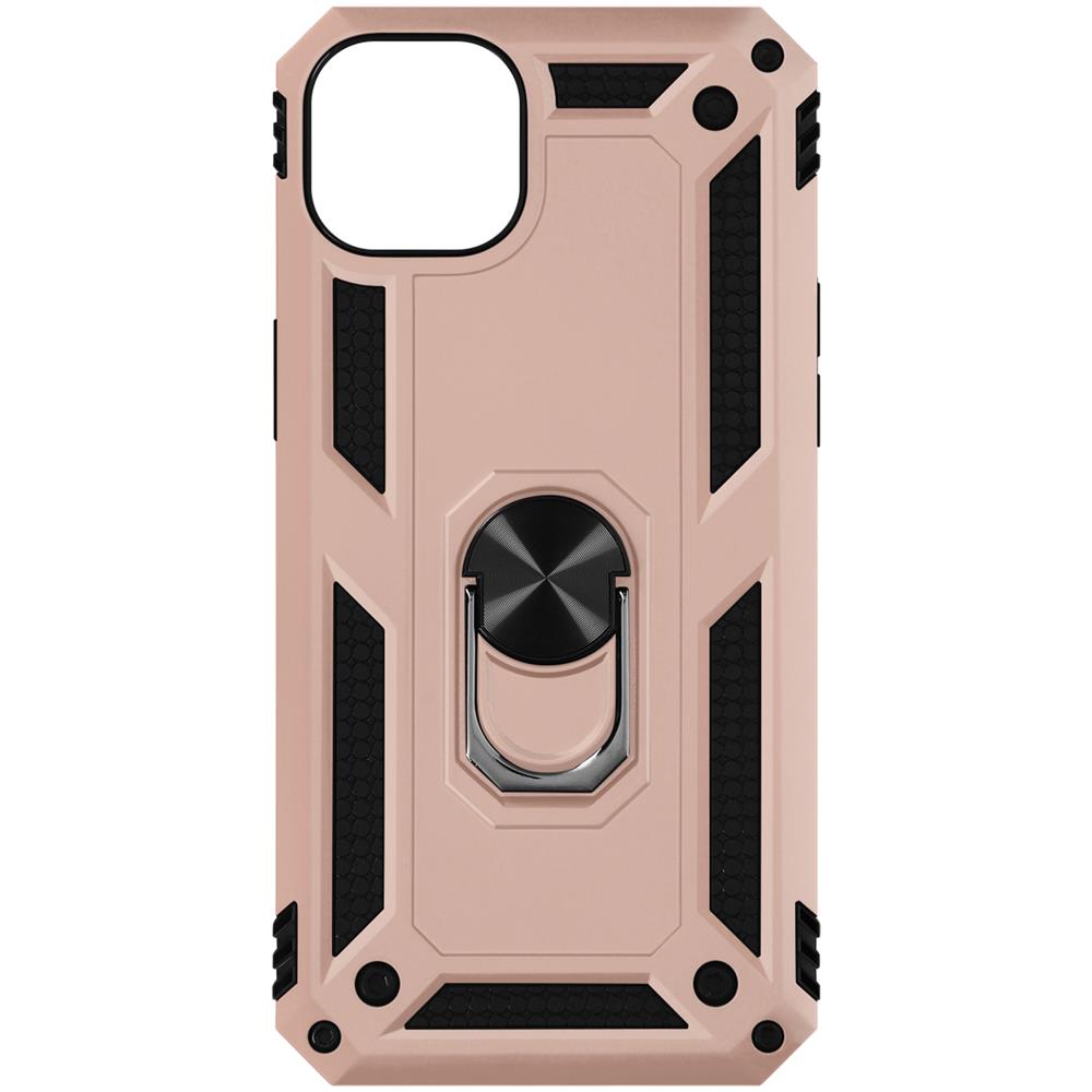Cover Iphone 14 Anti-urto Ibrida Anello Sostegno Funzione Supporto Rose Gold - Foto 1