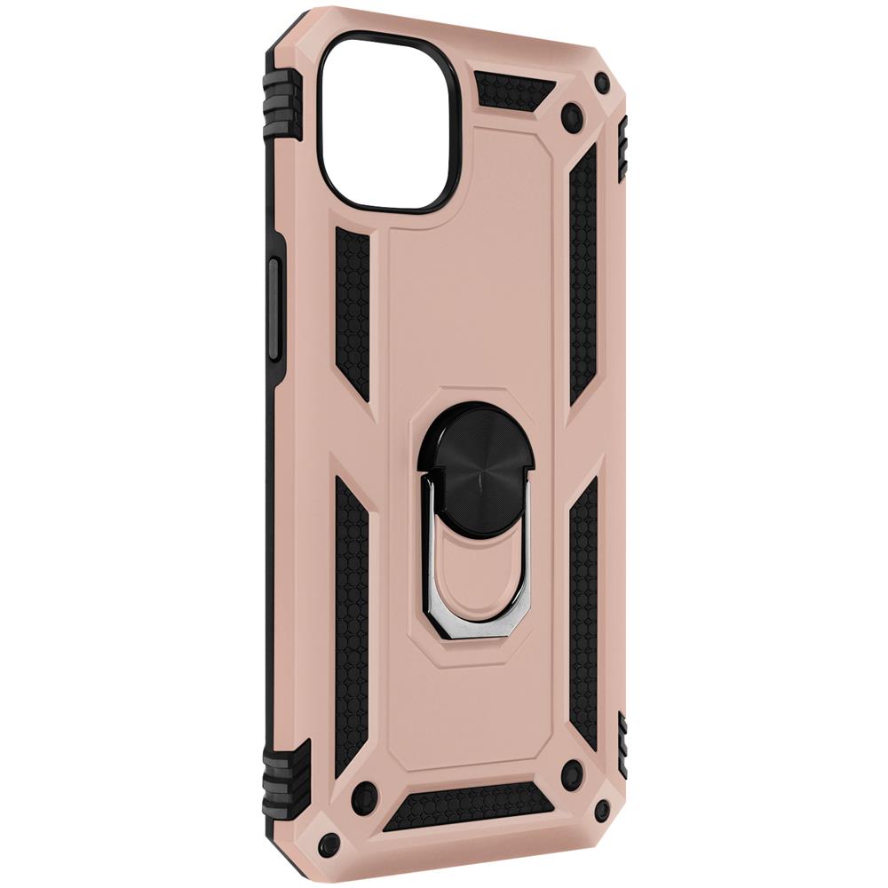 Cover Iphone 14 Anti-urto Ibrida Anello Sostegno Funzione Supporto Rose Gold - Foto 4