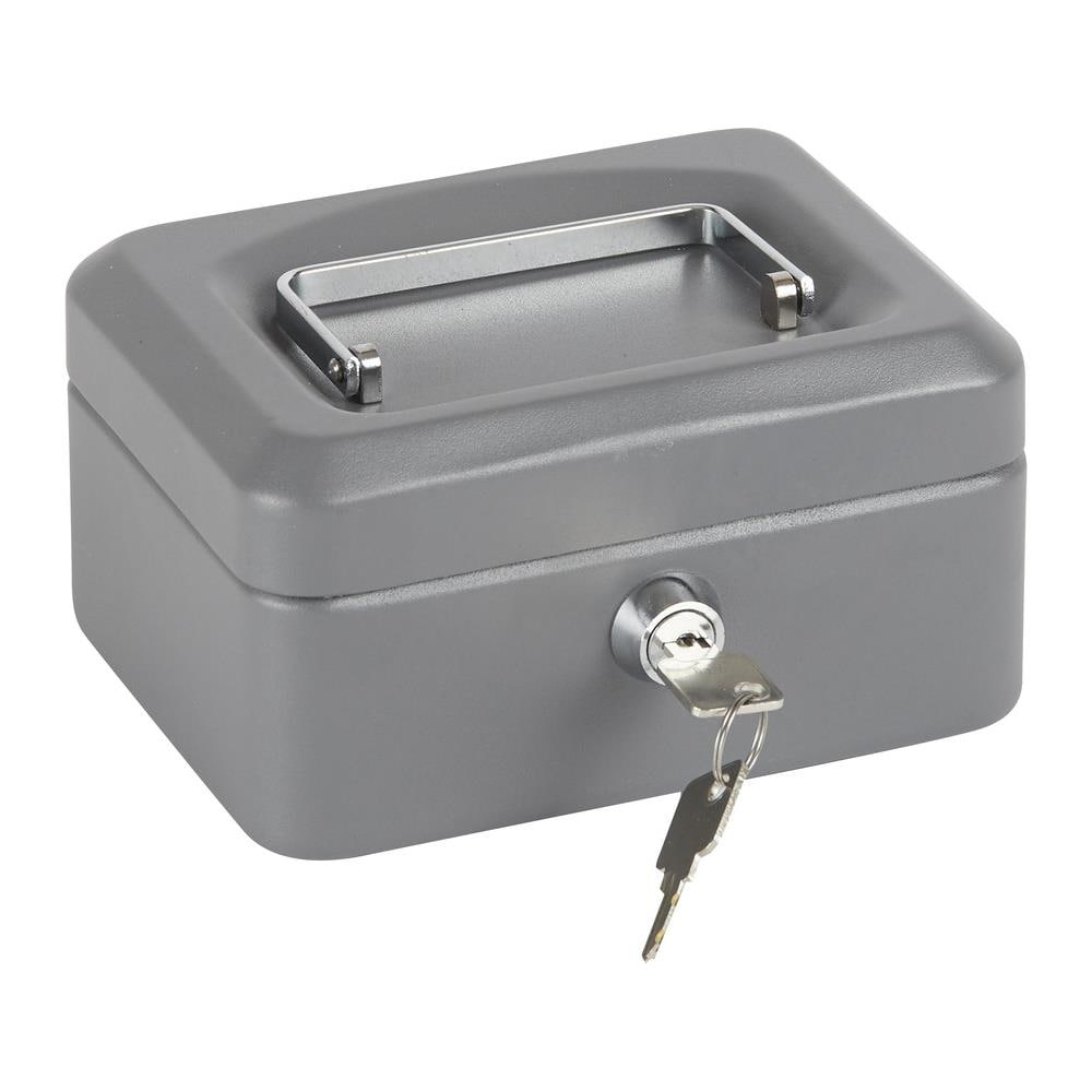 Elegant C9216 Cassetta Di Sicurezza Con Chiave Per Contare E Trasportare Denaro | Cassetta Portavalori In Acciaio Con Vassoio Portamonete | Cassaforte Portatile De 15 Cm Di Larghezza | Grigio - Foto 1