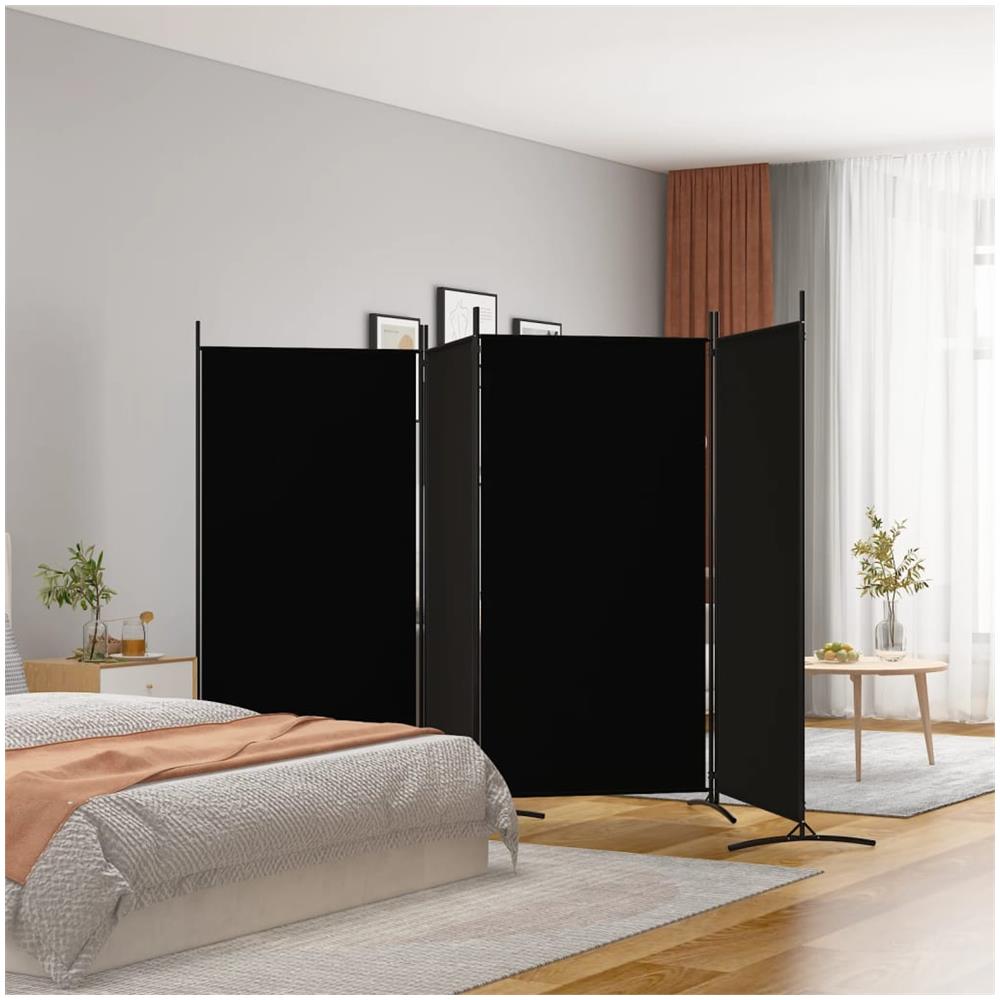 Divisorio a 4 Pannelli Nero 346x180 cm in Tessuto - Foto 1