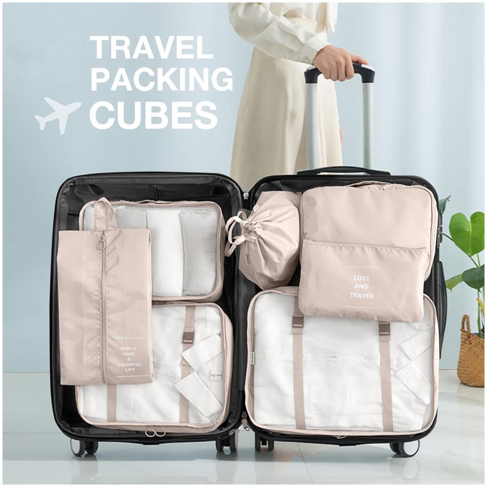 Organizer Per Valigia - Cubi E Sacchetti Per Imballaggio 7 Pezzi Beige - Foto 5