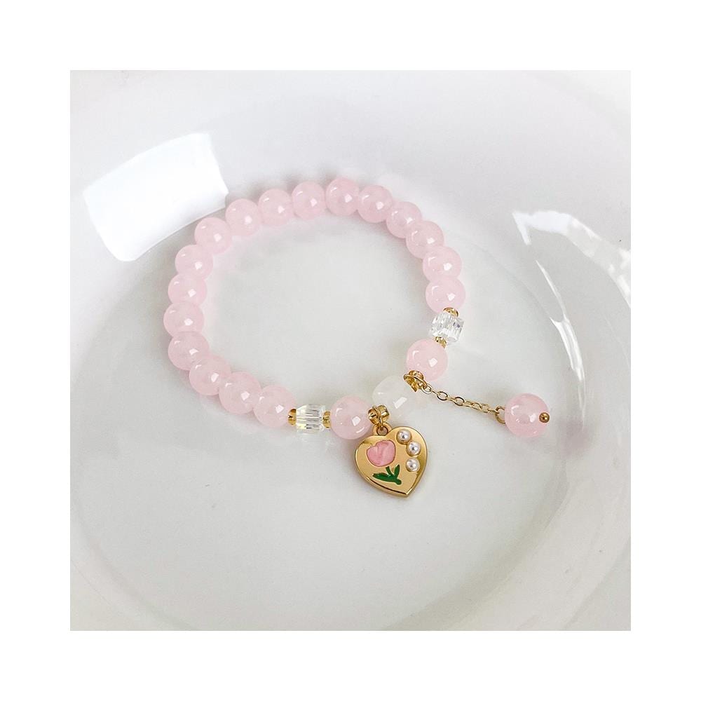 Bracciale Perline Rosa Cuore Regolabile Pink - Foto 3