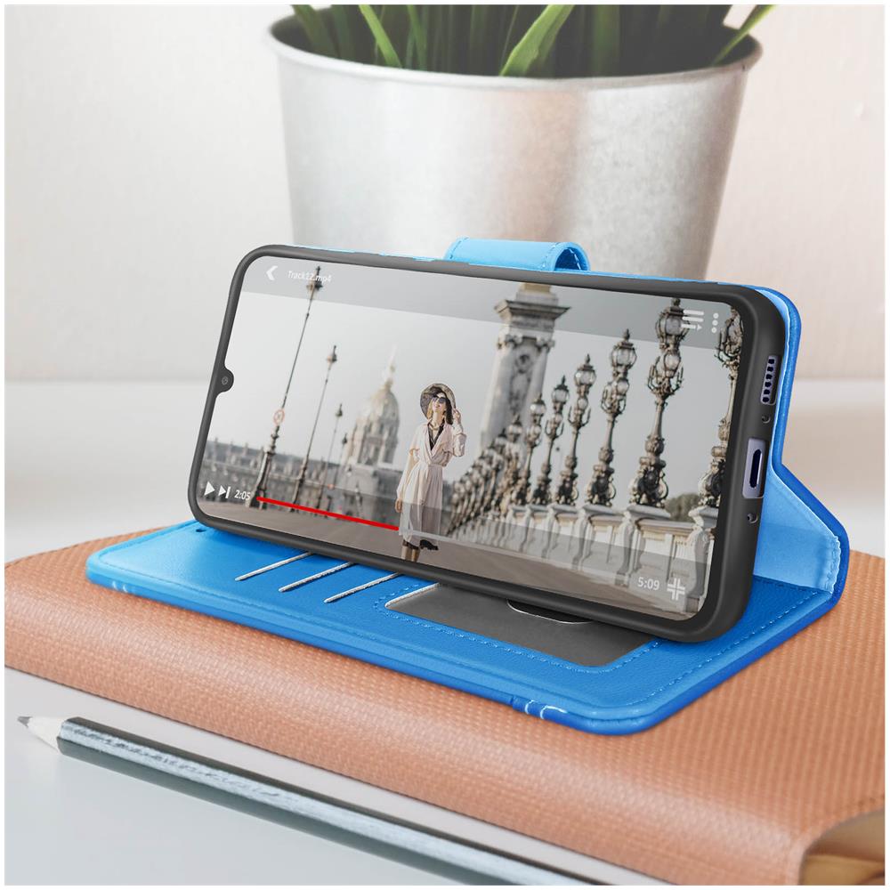 Custodia Per Samsung Galaxy A34 5g Folio Multiscomparto Supporto Video Azzurra - Foto 2