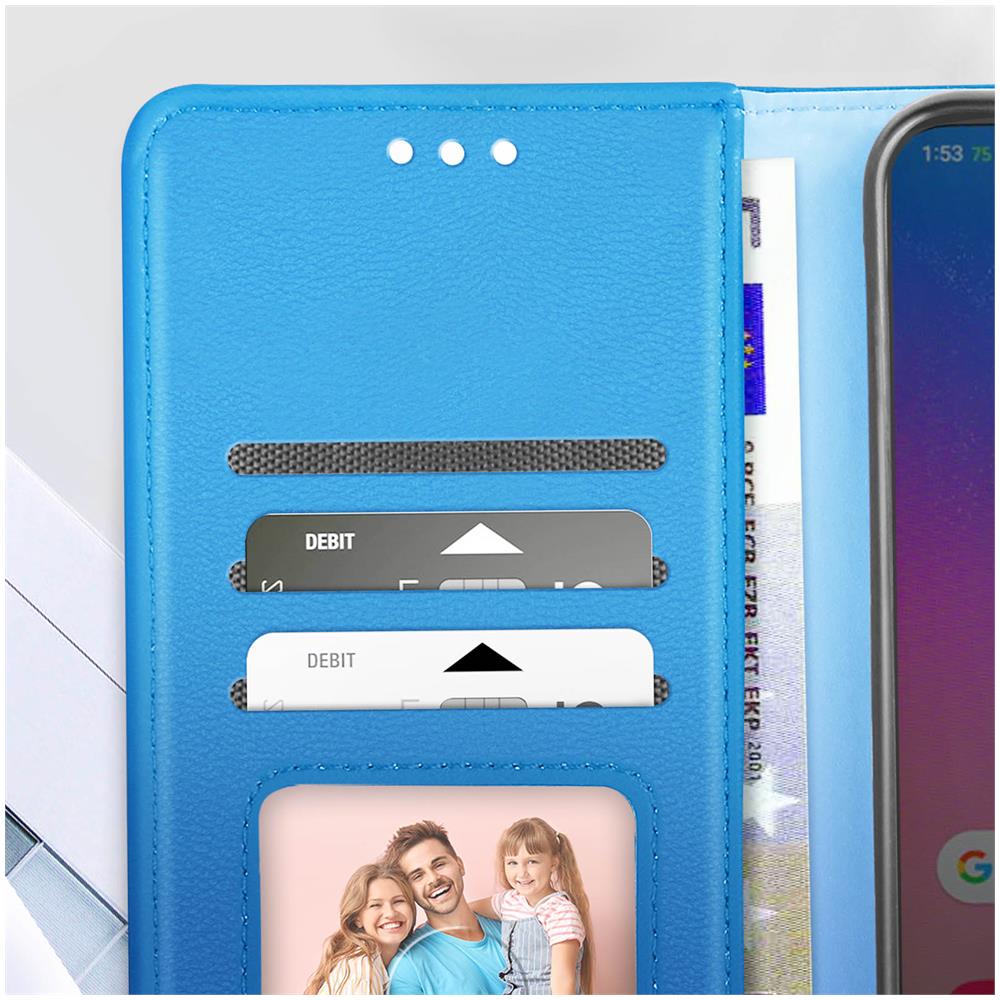 Custodia Per Samsung Galaxy A34 5g Folio Multiscomparto Supporto Video Azzurra - Foto 5