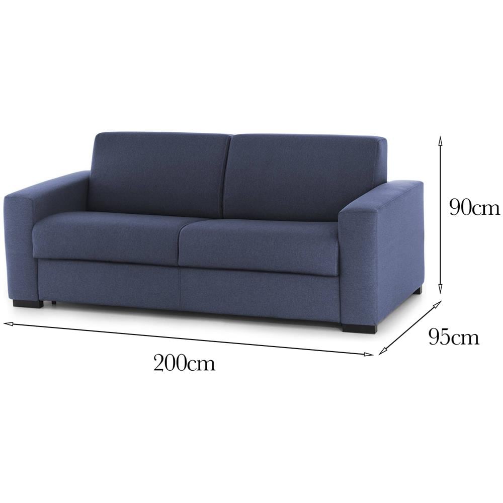 Divano Fisso Rosanna, Divano A 2 Posti Large, 100% Made In Italy, Sofà Soggiorno In Tessuto Imbottito, Con Braccioli Standard, Cm 200x95h90, Blu - Foto 4