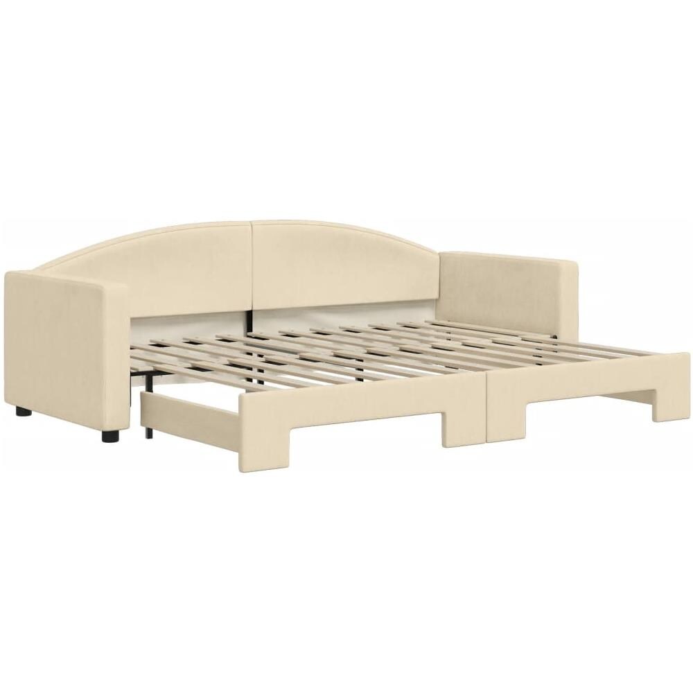 Divano Letto Con Letto Estraibile Crema 80x200 Cm Tessuto - Foto 2