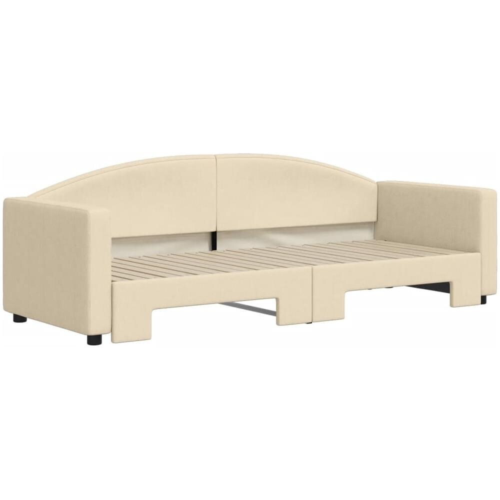 Divano Letto Con Letto Estraibile Crema 80x200 Cm Tessuto - Foto 3