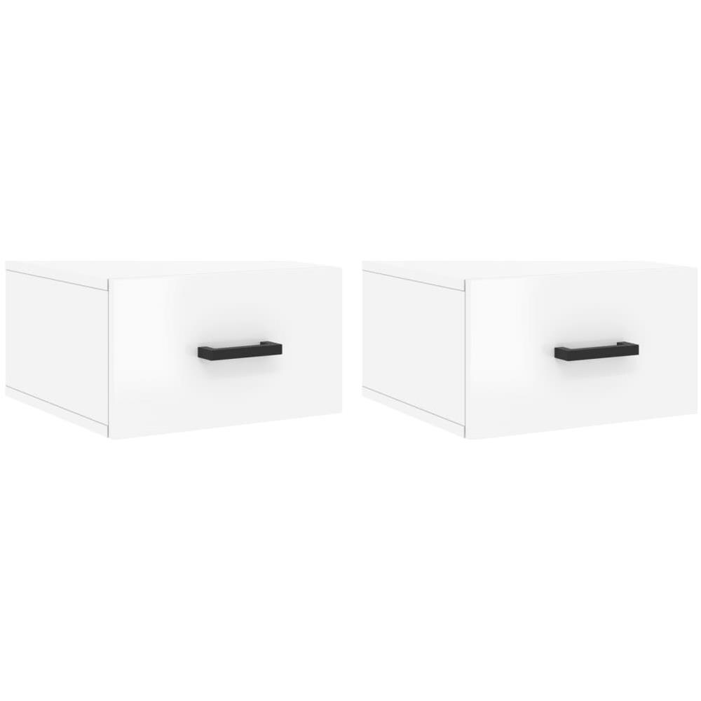 Comodini A Muro 2 Pz Bianco Lucido 35x35x20 Cm - Foto 2