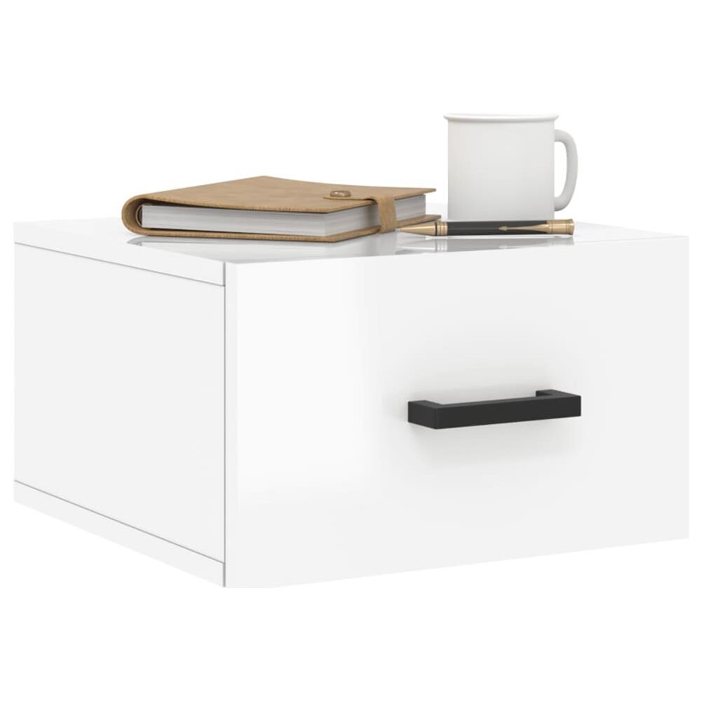 Comodini A Muro 2 Pz Bianco Lucido 35x35x20 Cm - Foto 3