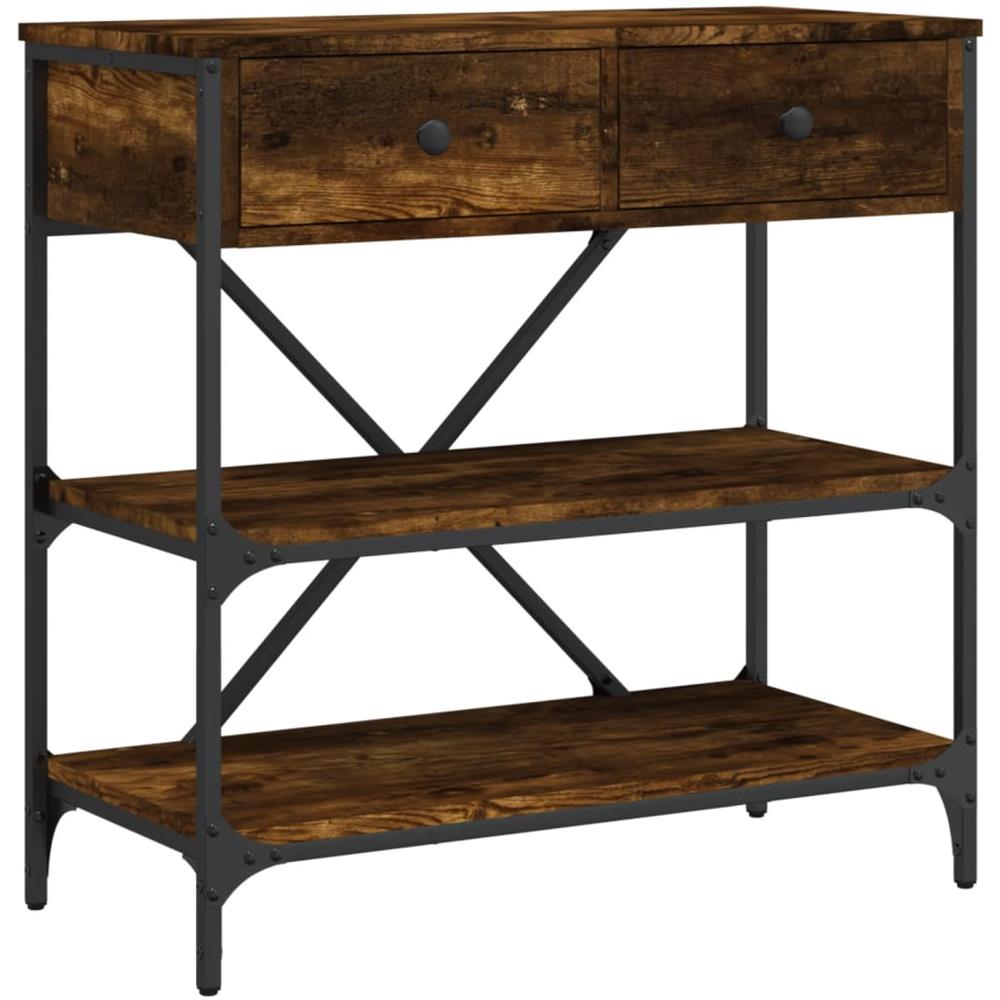 Tavolino Consolle Rovere Fumo 75x34,5x75cm Legno Multistrato - Foto 2
