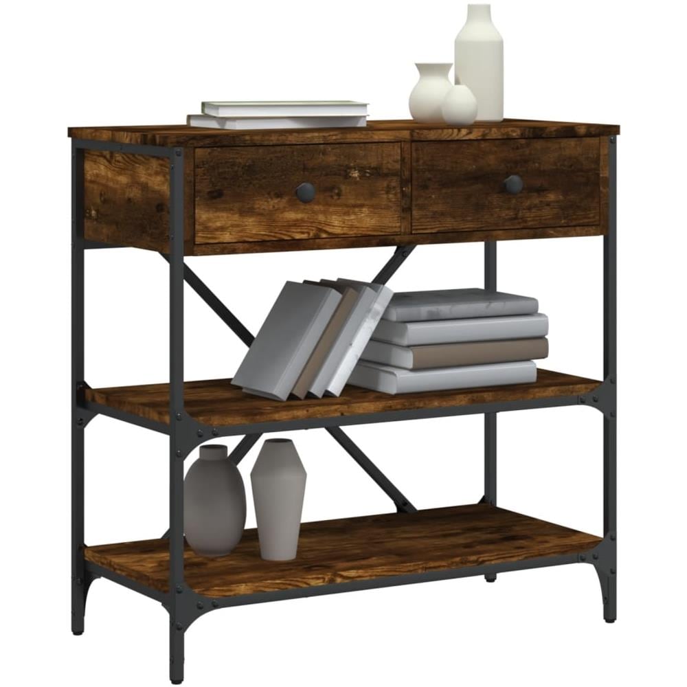 Tavolino Consolle Rovere Fumo 75x34,5x75cm Legno Multistrato - Foto 3