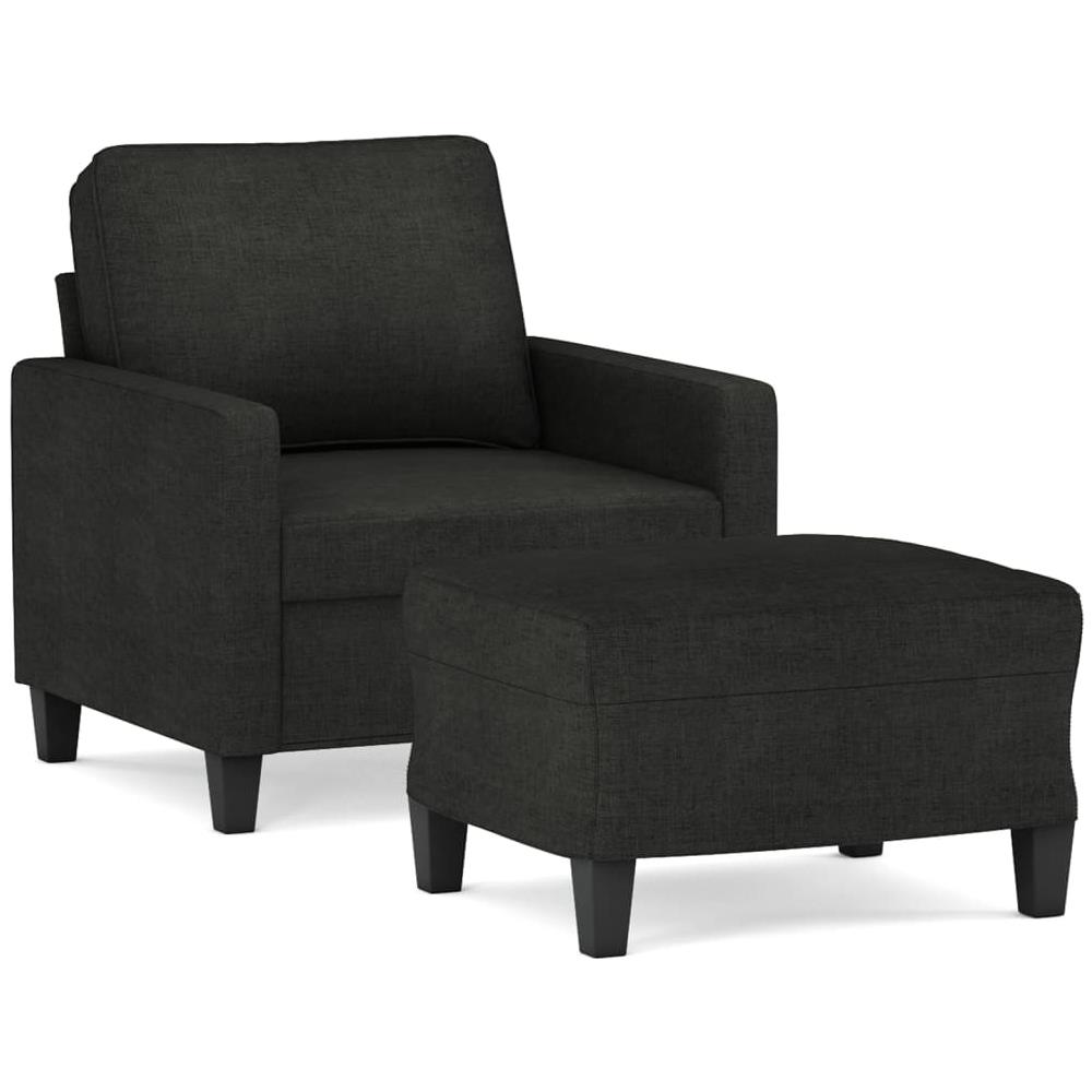 Poltrona Con Poggiapiedi Nero 60 Cm In Tessuto - Foto 2