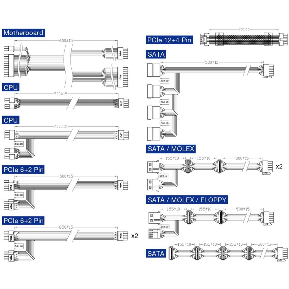 Alimentatore ATX Hydro 1200W Colore Nero - Foto 6