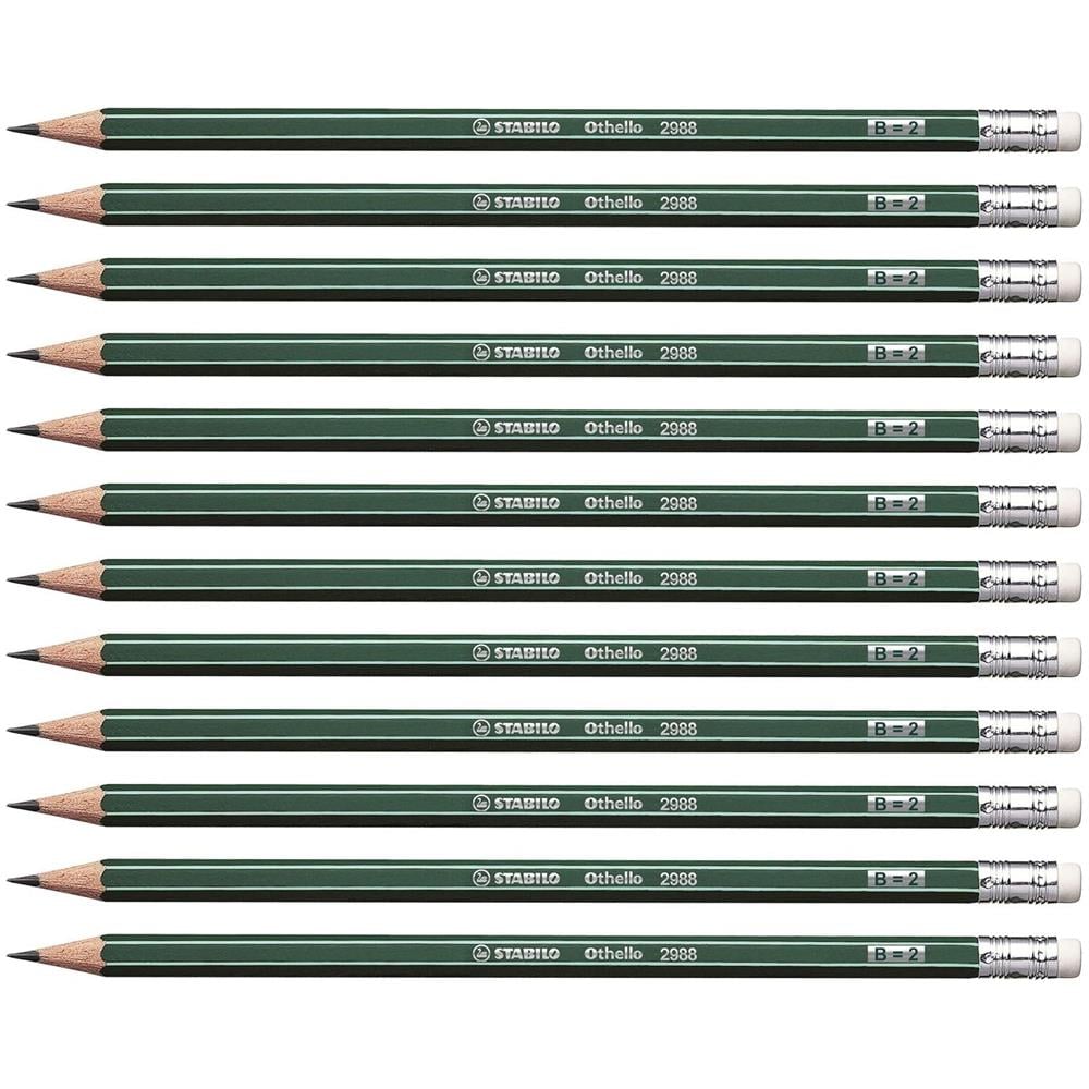 Othello - Matita in Grafite - con gommino - Confezione da 12 - Gradazione B - Foto 1