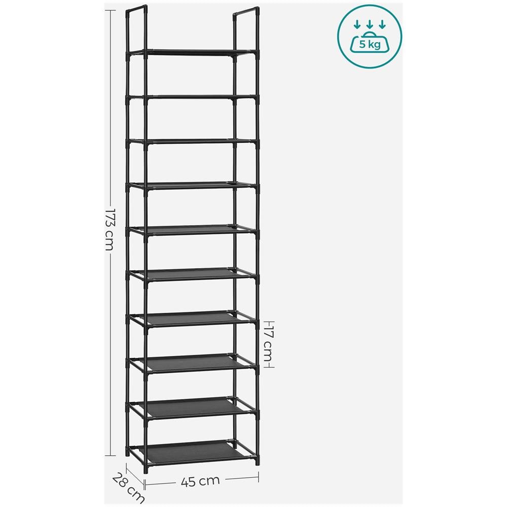 Scarpiera 10 livelli, Scarpiera superiore stretta, Scarpiera sottile, Metallo, 28 x 45 x 173 cm, Nero - Foto 1