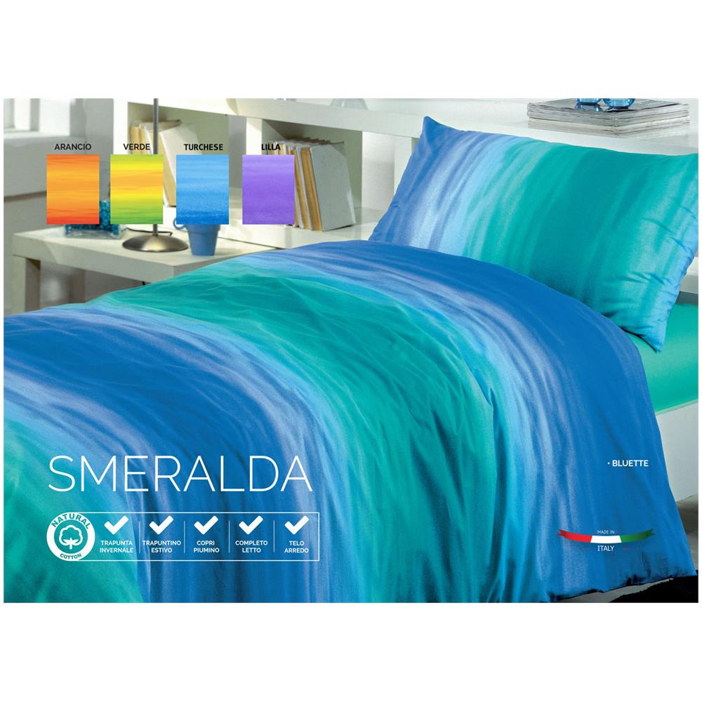 Telo Arredo Multiiuso Copritutto In 100% Cotone Disegno Smeralda Singolo Bluette - Foto 1