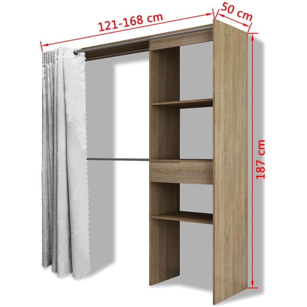 Armadio Con Tenda Larghezza Regolabile 121-168 Cm Quercia - Foto 16