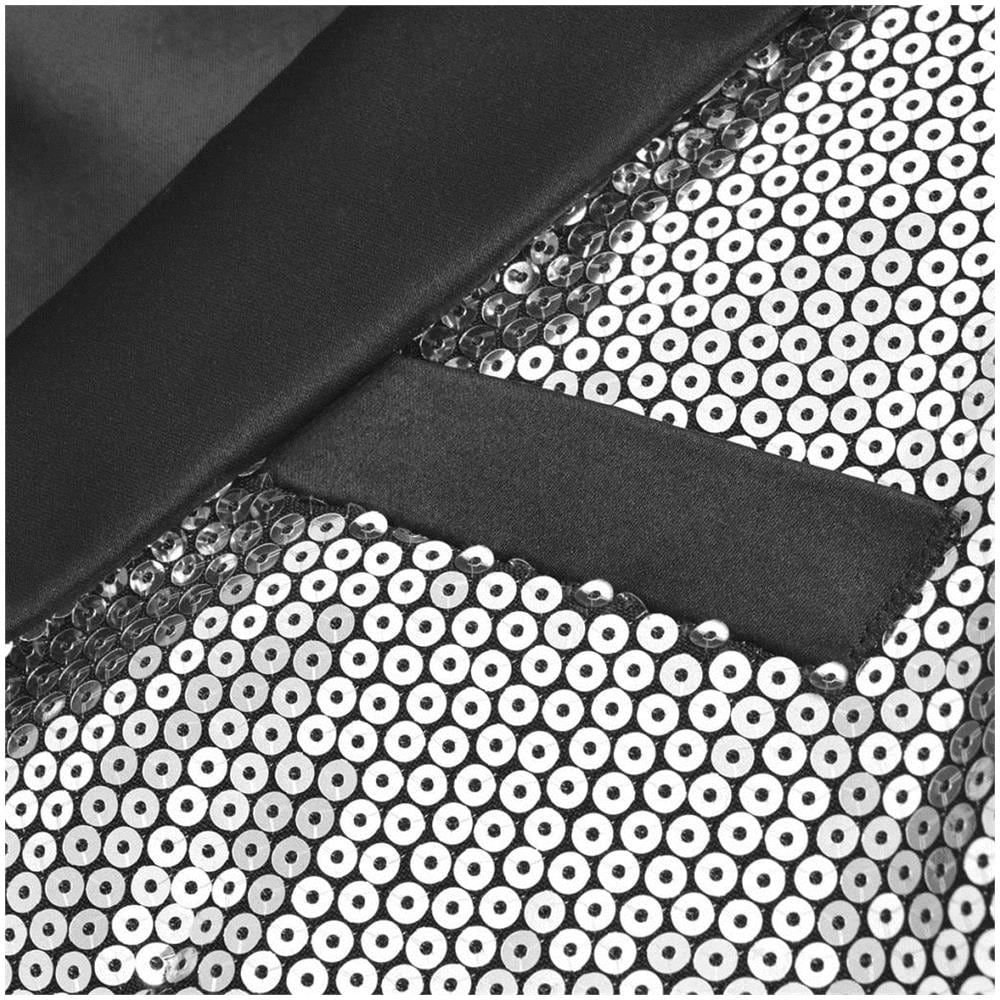 Giacca Da Uomo Per Smoking Con Paillettes Argentate Taglia 48 - Foto 2