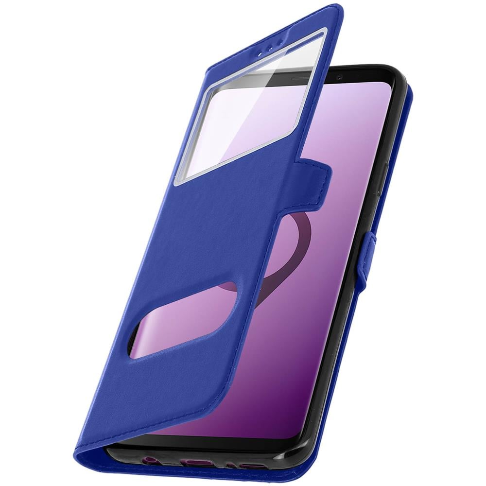 Custodia Galaxy S9 Sportellino 2x Finestre Cover Silicone Gel - Blu - Foto 10