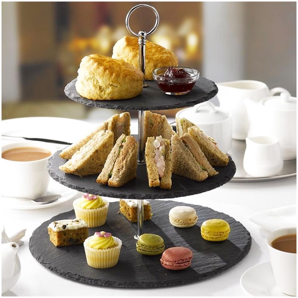 Alzata Stand Porta Dolci Rustici 3 Piani In Ardesia Alzatina Finger Food Muffin - Foto 1