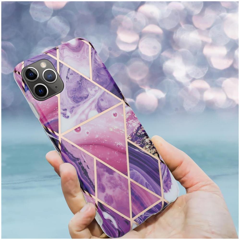 Custodia Compatibile Con Apple Iphone 11 Pro (xi Pro) In Marmo Viola Onda No. 14 - Coperchio Protettivo In Silicone Tpu Con Motivo A Mosaico - Foto 8