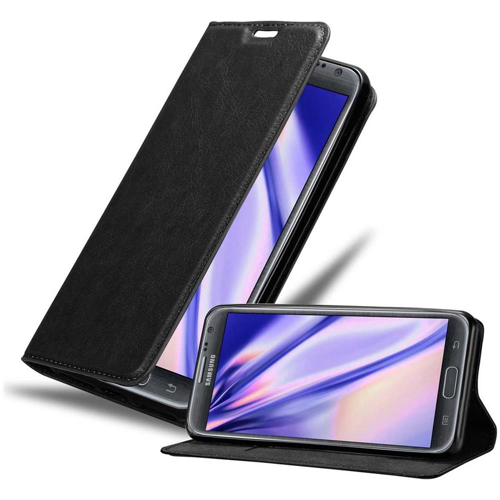 Custodia Compatibile Con Samsung Galaxy Note 2 In Nero Di Notte - Coperchio Protettiva Con Chiusura Magnetica, Funzione Stand E Tasca Per Le Carte - Foto 1