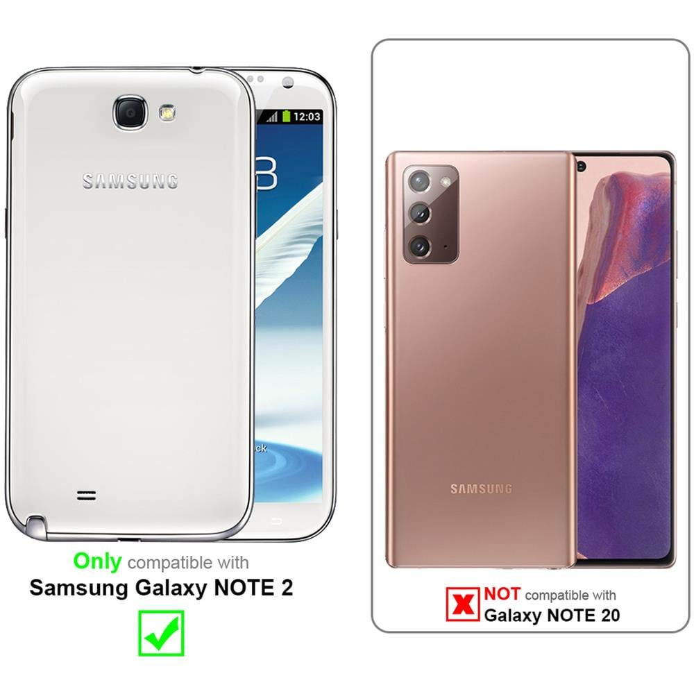 Custodia Compatibile Con Samsung Galaxy Note 2 In Nero Di Notte - Coperchio Protettiva Con Chiusura Magnetica, Funzione Stand E Tasca Per Le Carte - Foto 2