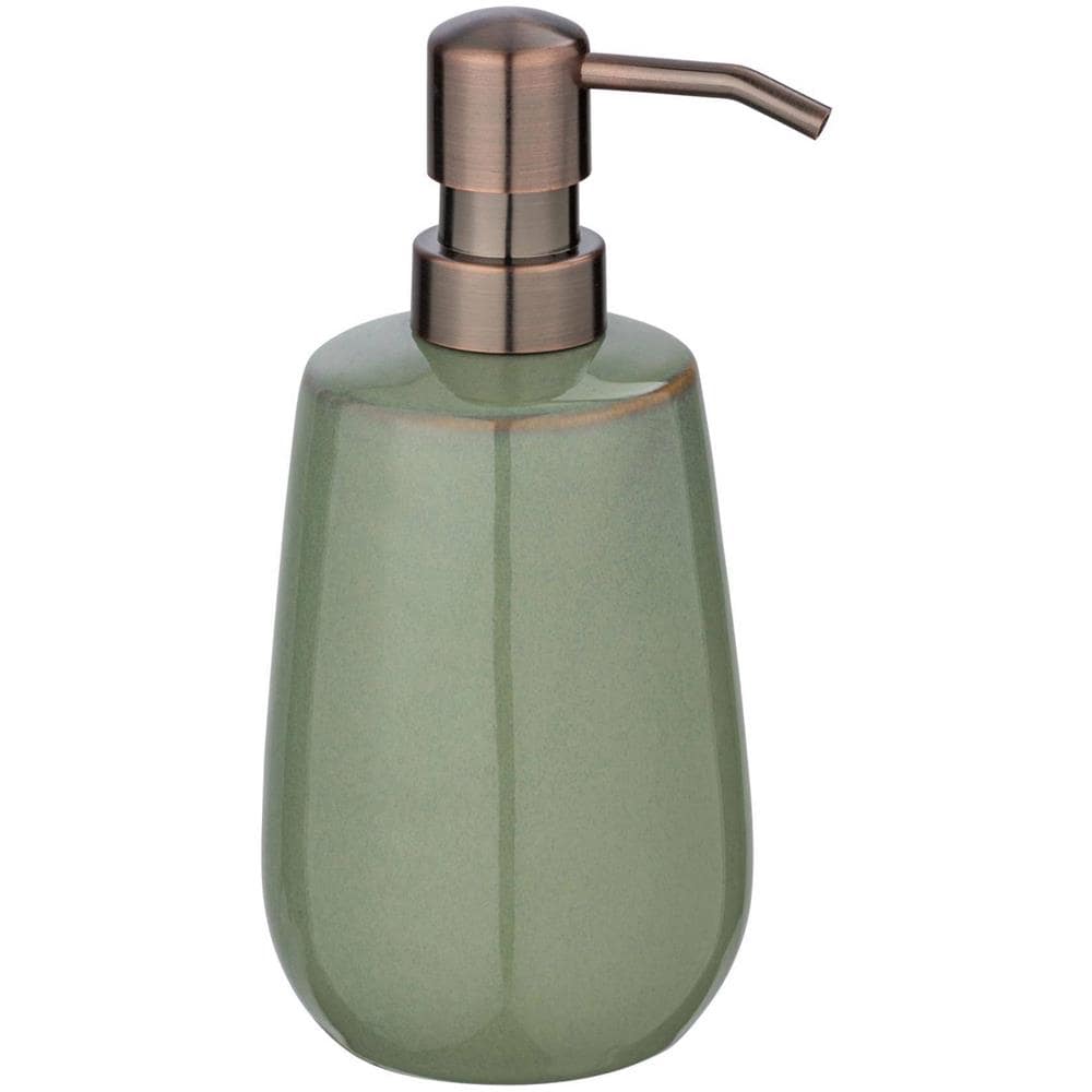 Dispenser Di Sapone Liquido Sirmione, Ceramica, Verde Con Bordo In Rame, 430 Ml, - Foto 1