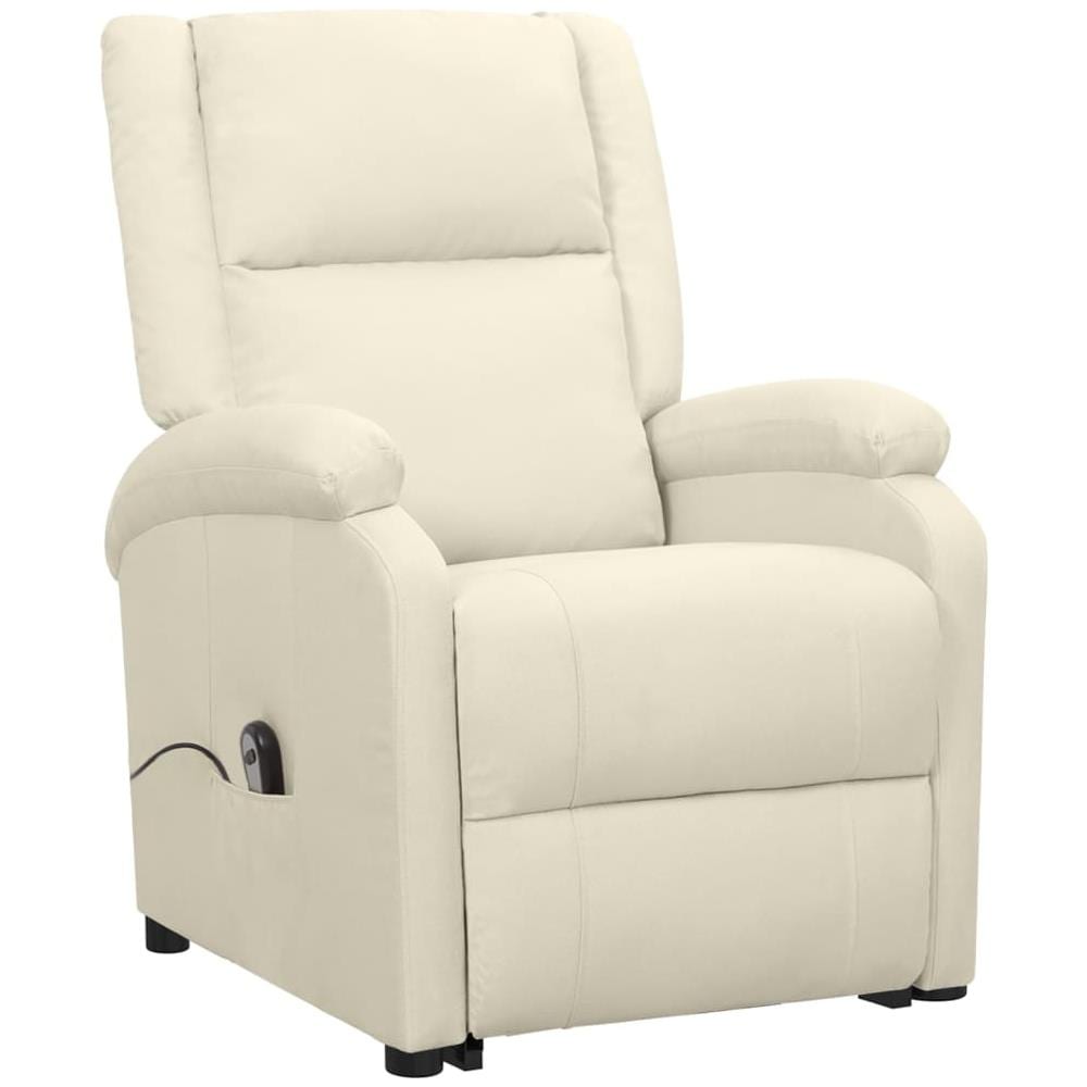 Poltrona Alzapersona Massaggio Reclinabile Crema Tessuto - Foto 3