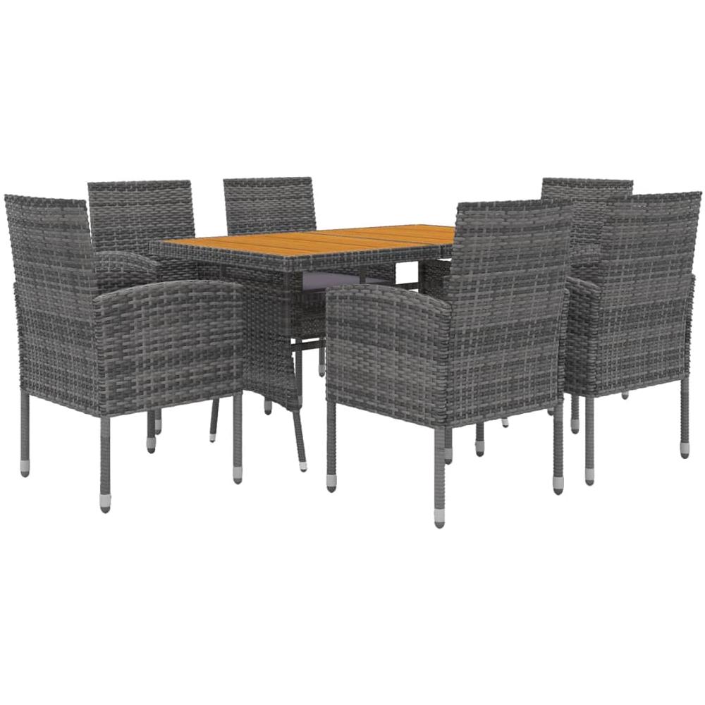 Set Da Pranzo Per Esterni 7 Pz In Polyrattan Grigio - Foto 2