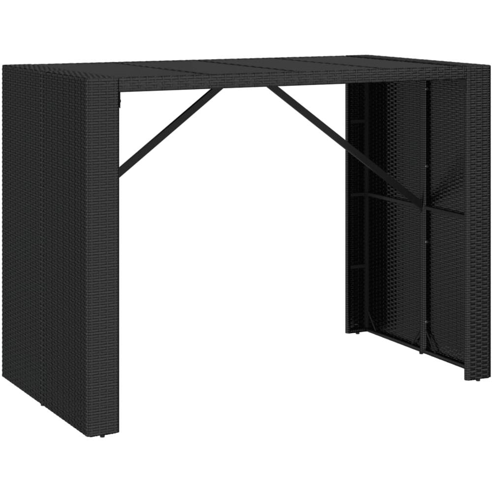 Tavolo Bar Con Piano In Vetro Nero 145x80x110 Cm Polyrattan - Foto 2