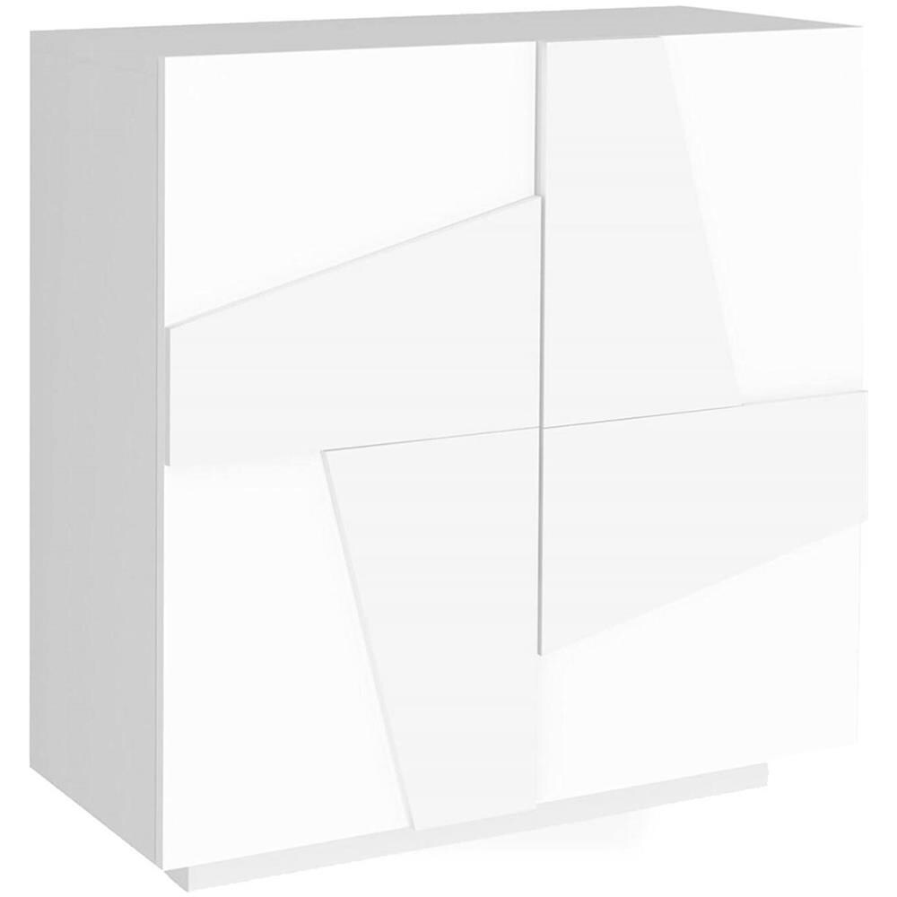 Scarpiera Joel, Mobile Multiuso A 2 Ante, Portascarpe Da Ingresso, 100% Made In Italy, Cm 81x38h86, Bianco Lucido Con Dettaglio - Foto 2