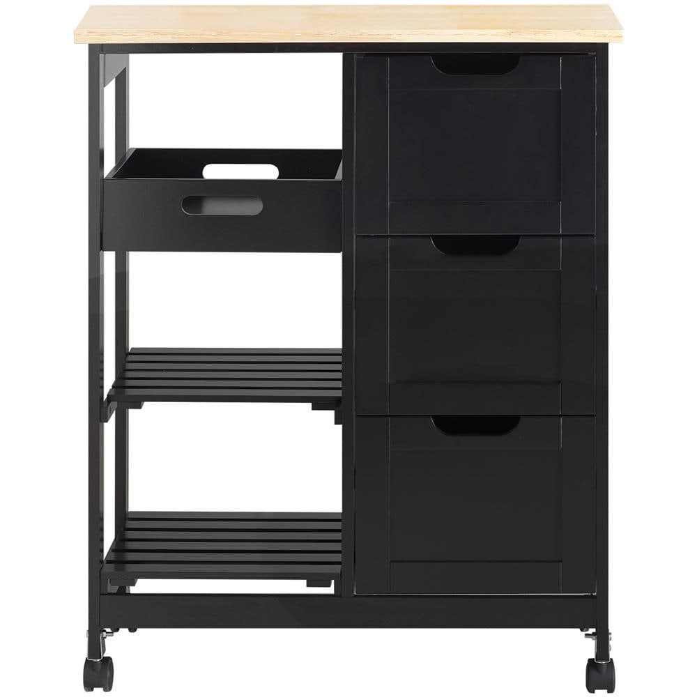 Carrello Cucina Credenza Da Cucina O Bagno Con 3 Cassetti E 1 Cestino L68*p38*a85 Cm Colore Nero Fkw79-sch - Foto 1