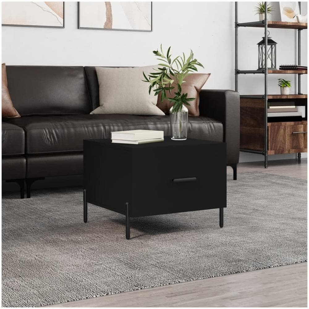 Tavolino Da Salotto Nero 50x50x40 Cm In Legno Multistrato - Foto 1