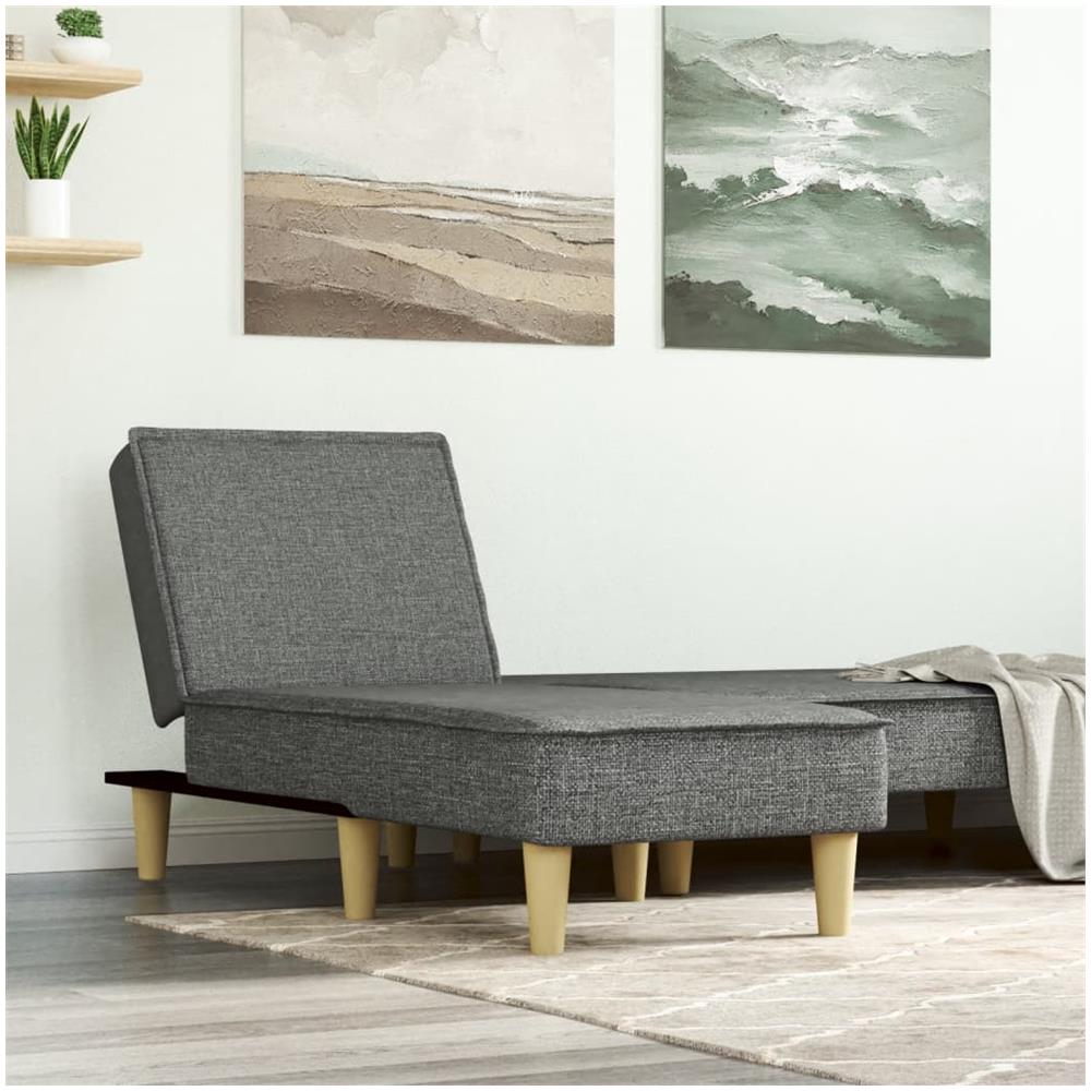 Chaise Longue In Tessuto Grigio Scuro - Foto 1