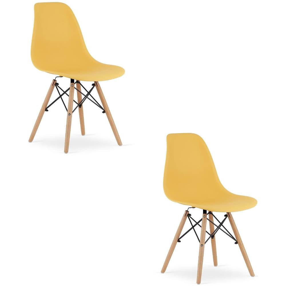 Sedia OSAKA senape con gambe naturali x 2 - Foto 1