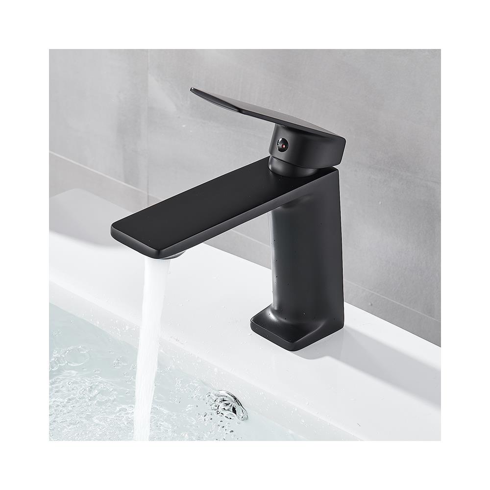 Rubinetto per lavabo da bagno, Blackswan, tipo M117, modello nero opaco, misura 16 cm - Foto 4