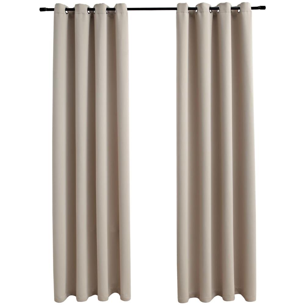 Tende Oscuranti Con Anelli In Metallo 2 Pz Beige 140x225 Cm - Foto 2