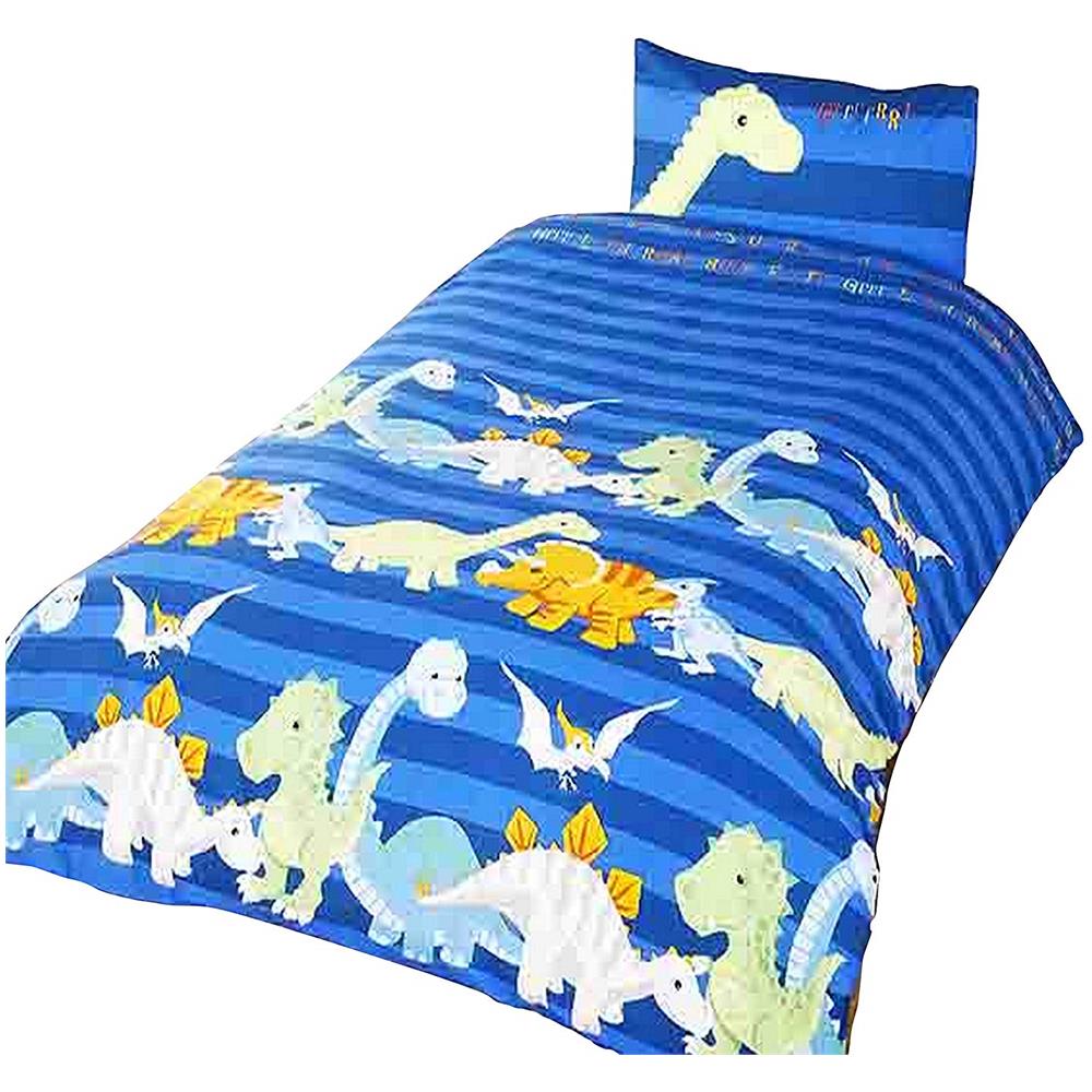 Dinosauri Blu Set Copripiumino Singolo, - Foto 1